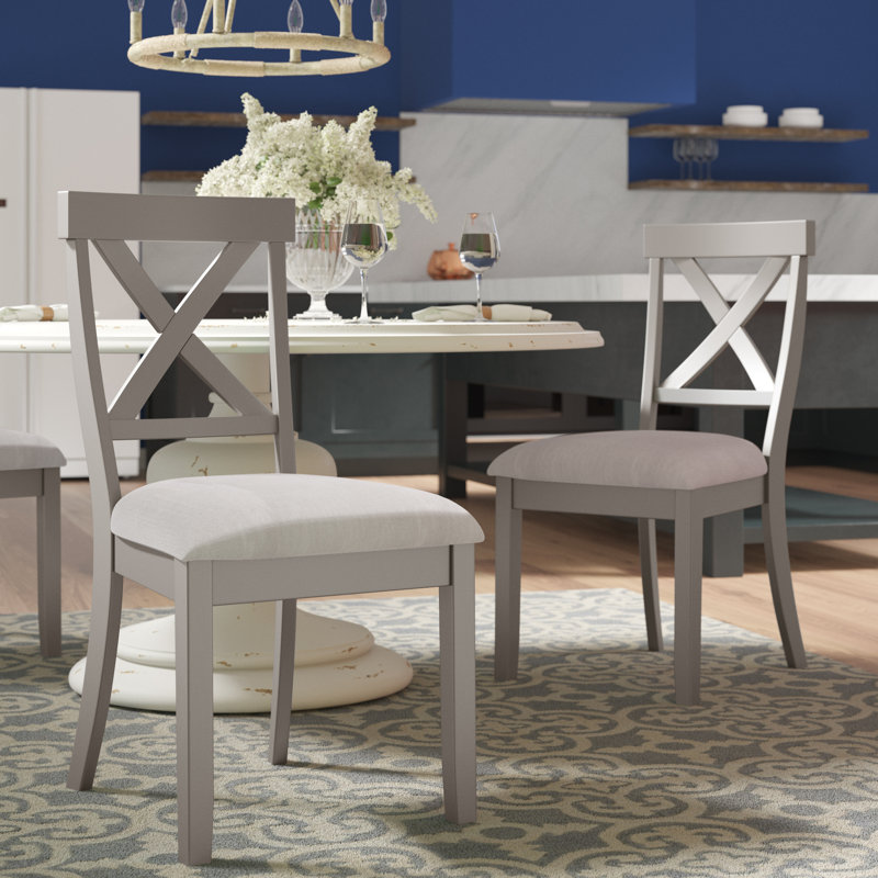 August Grove® Kraus Solid Wood Cross Back Side Chair in Gray & Reviews